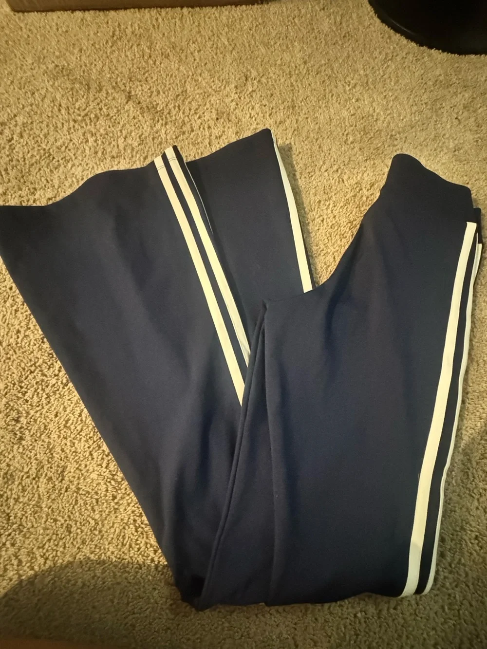 Adidas women’s Navy Track Pants with Side Stripes